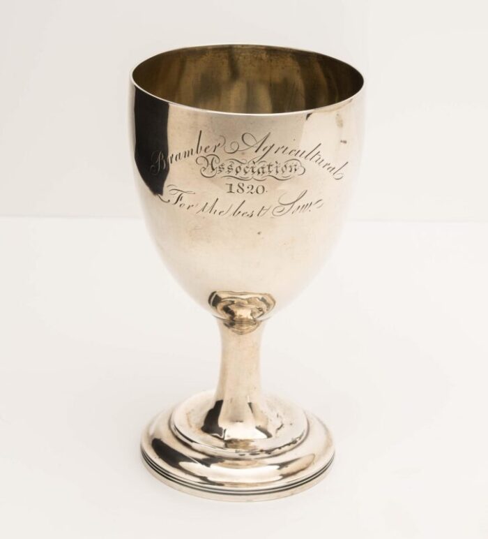 1820 english sterling silver best sow trophy cup 9796