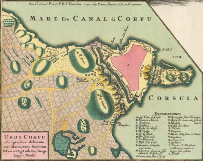 18th century map of corfu in original colour 4