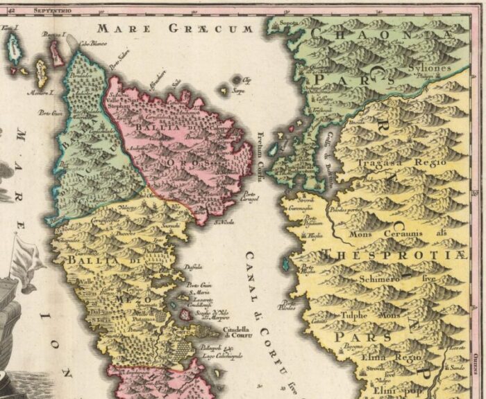 18th century map of corfu in original colour 5