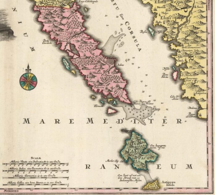 18th century map of corfu in original colour 6