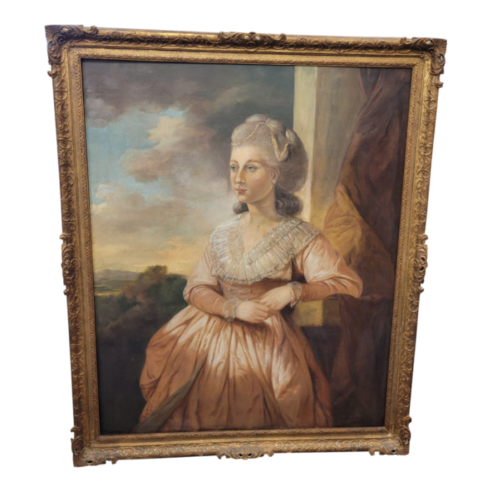 18th century oil painting of a noble lady framed 8225