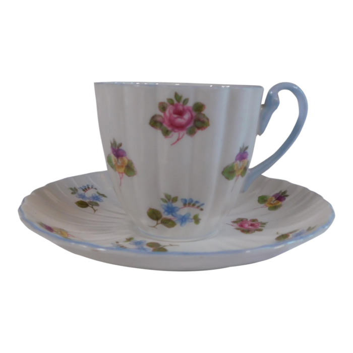 1940s shelley demitasse tea cup in rose pansy forget me not 2885