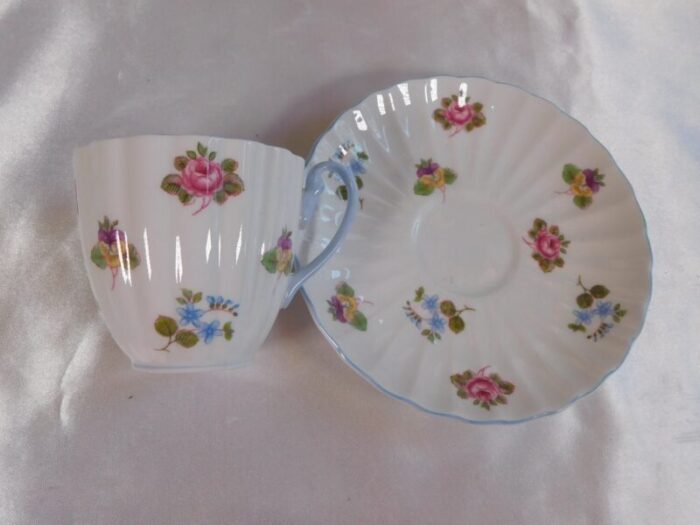 1940s shelley demitasse tea cup in rose pansy forget me not 6030