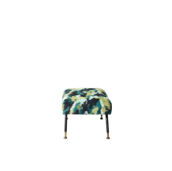 1950s foot stool upholstered in camouflage fabric 5222