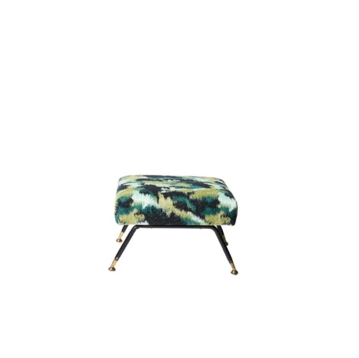 1950s foot stool upholstered in camouflage fabric 5318