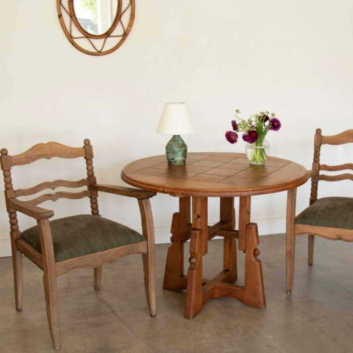 1950s french adjustable oak table by guillerme et chambron 0638