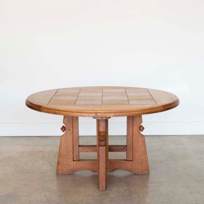 1950s french adjustable oak table by guillerme et chambron 3423