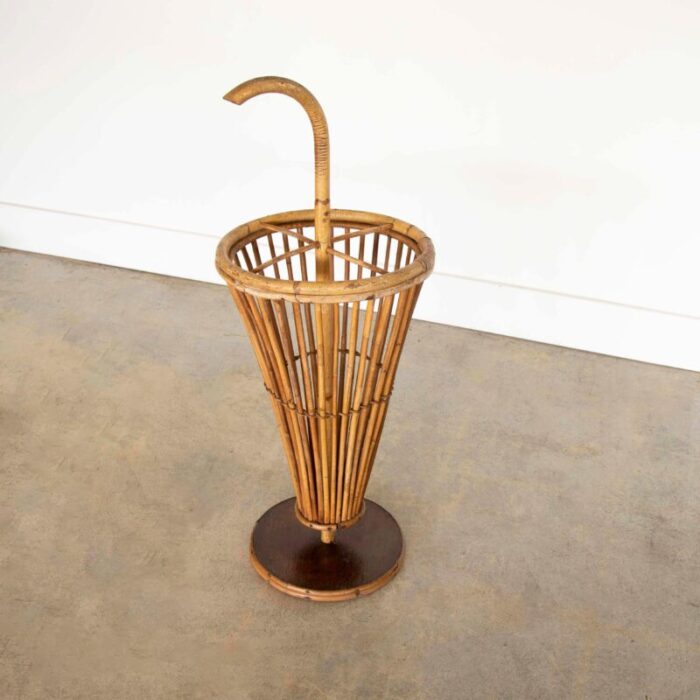 1950s french rattan umbrella stand 0837