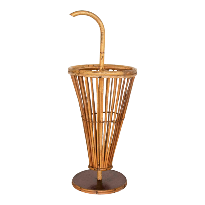 1950s french rattan umbrella stand 1475