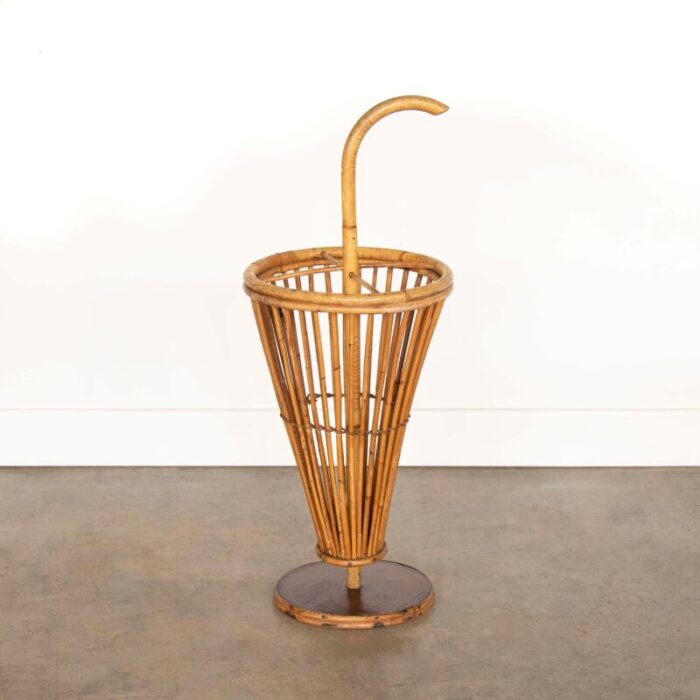 1950s french rattan umbrella stand 1706