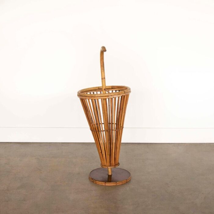 1950s french rattan umbrella stand 7472