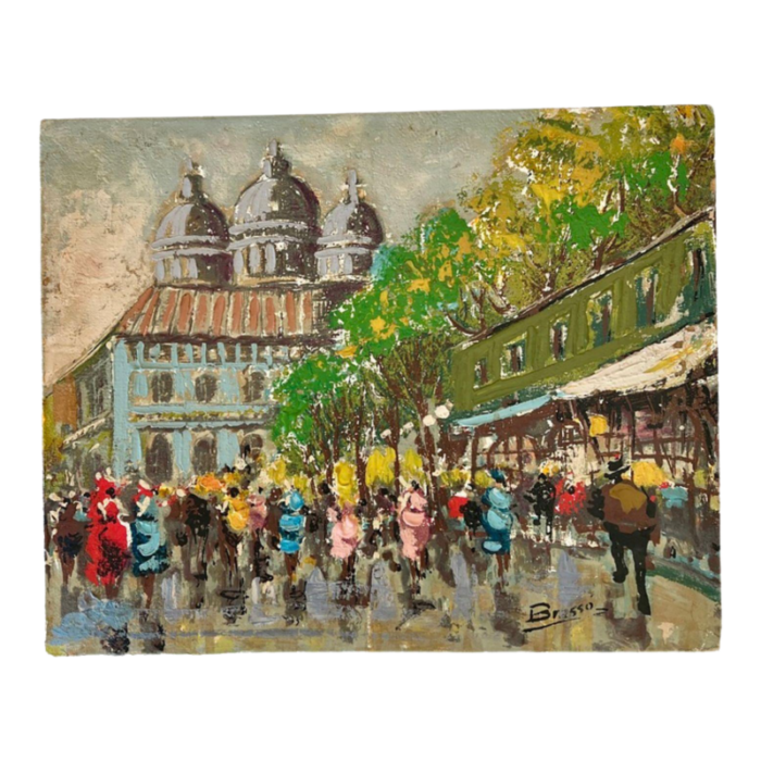 1950s impressionist montmartre paris scene oil painting signed 8918