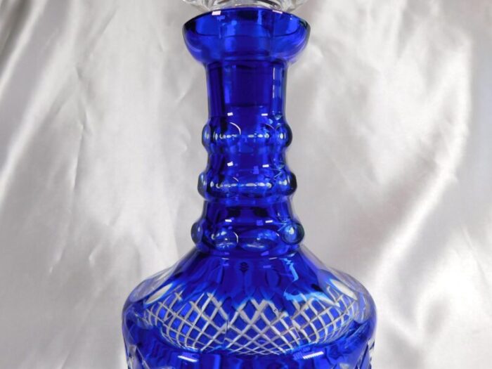 1960s blue cut to clear decanter 7771