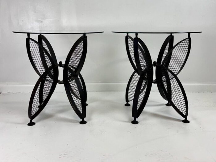 1960s john salterini iron butterfly side tables attributed set of 2 1873