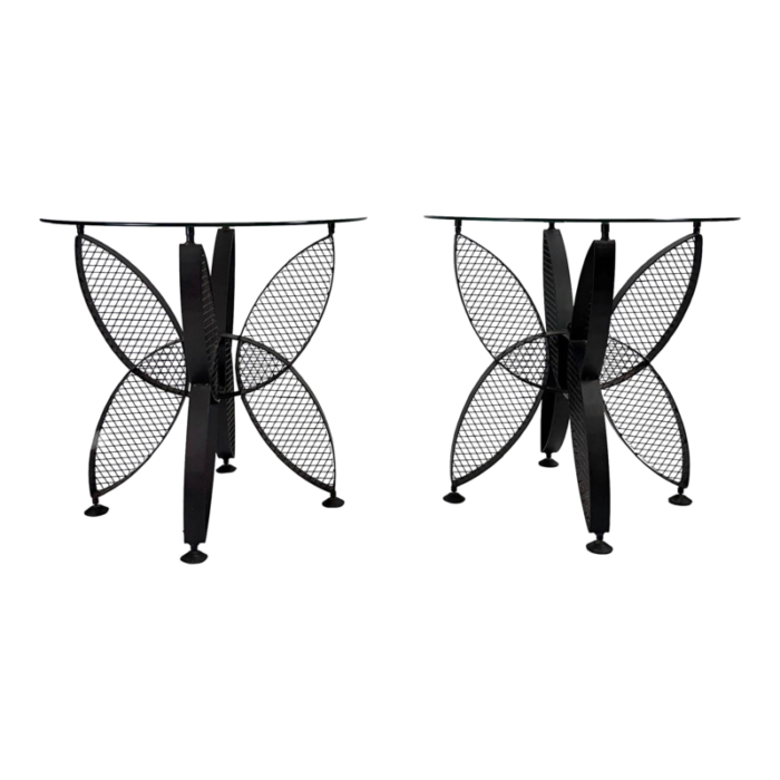 1960s john salterini iron butterfly side tables attributed set of 2 5236