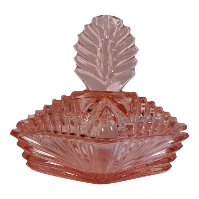 1960s pink glass vanity jar powder jar with lid 6095