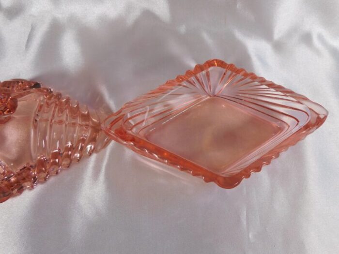 1960s pink glass vanity jar powder jar with lid 6883