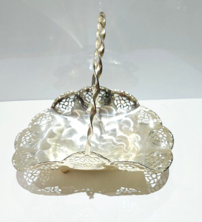 1960s silver plated brass swing handle basket dish 5019