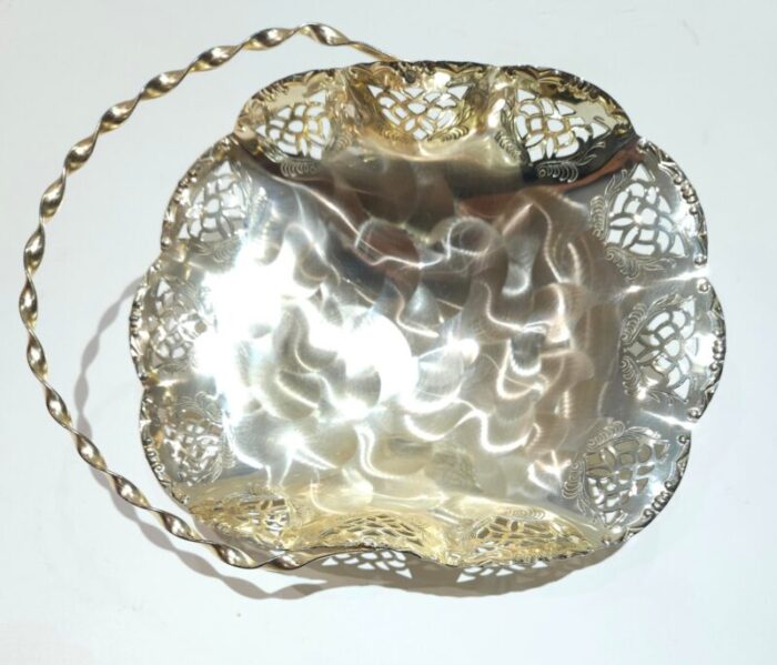 1960s silver plated brass swing handle basket dish 6625