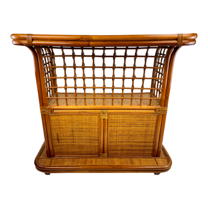 1960s vintage mid century bent bamboo and rattan dry bar 5936