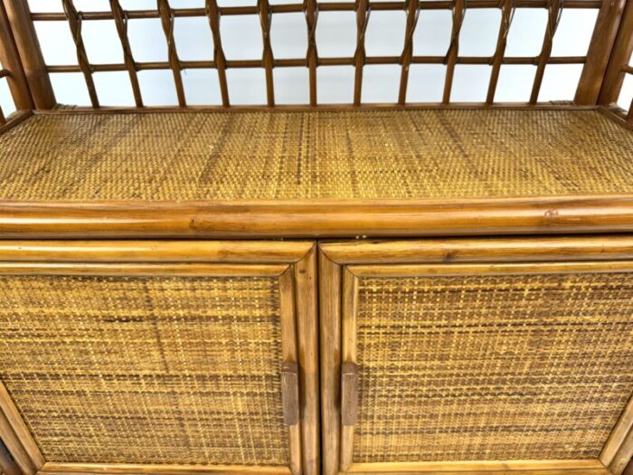 1960s vintage mid century bent bamboo and rattan dry bar 8229