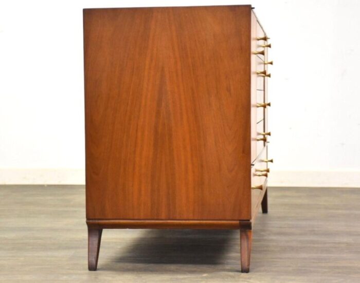 1960s walnut and brass mid century credenza 5321