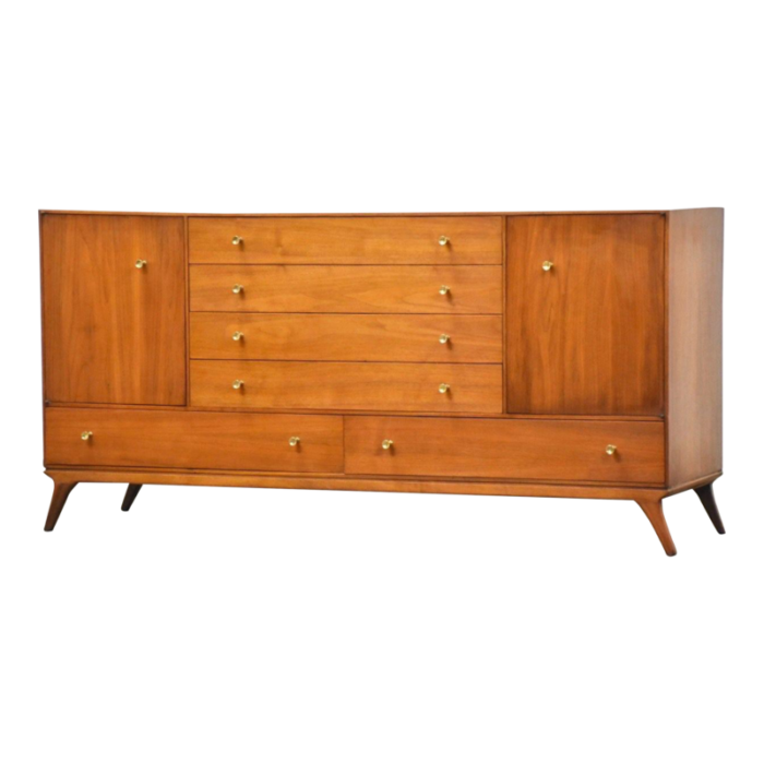 1960s walnut and brass mid century credenza 6217