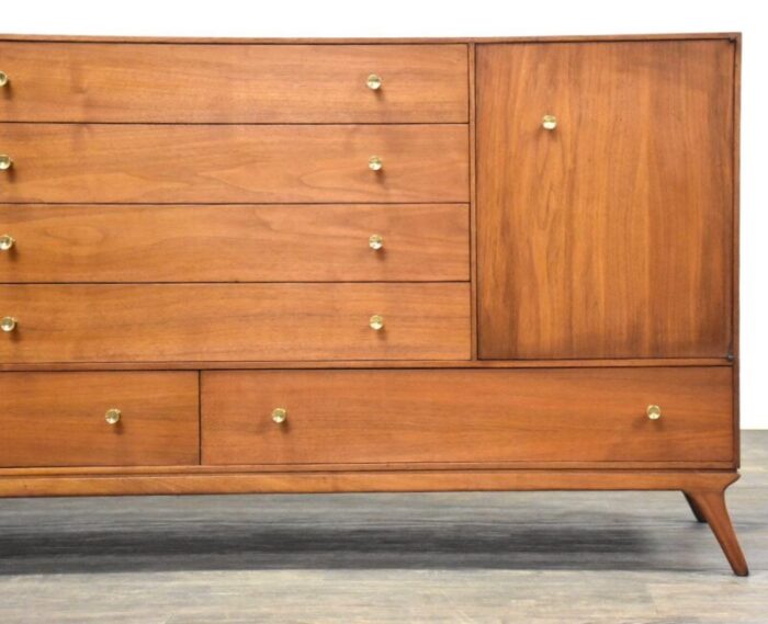 1960s walnut and brass mid century credenza 8074