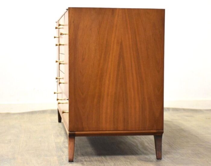 1960s walnut and brass mid century credenza 9619