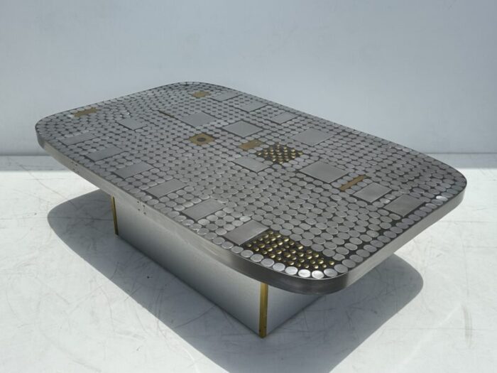 1970s aluminum mosaic coffee table by raf verjans 0471