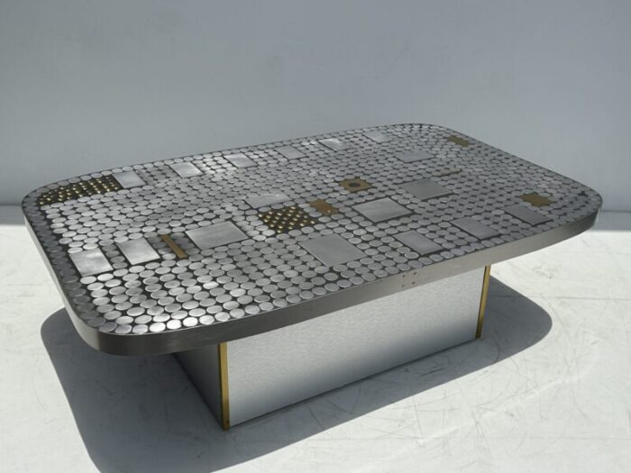 1970s aluminum mosaic coffee table by raf verjans 1011