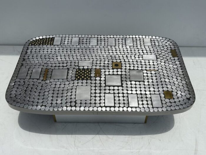 1970s aluminum mosaic coffee table by raf verjans 3022