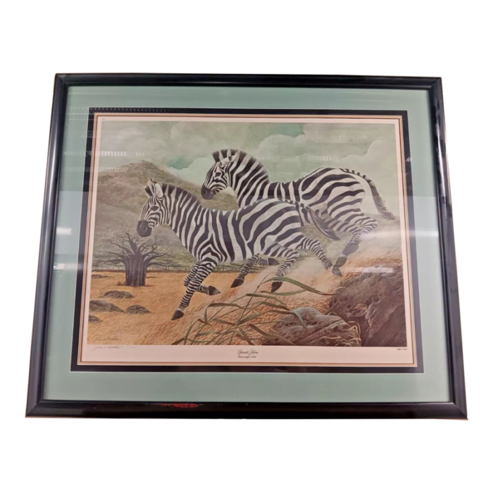 1970s john ruthven grants zebra signed numbered lithograph framed 6280