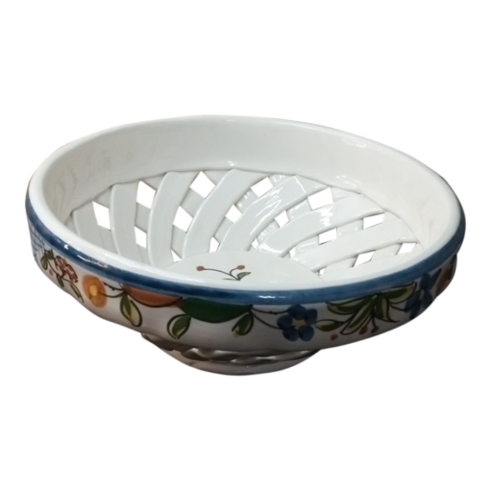 1970s nazari made in portugal hand painted reticulated lattice bowl 5402