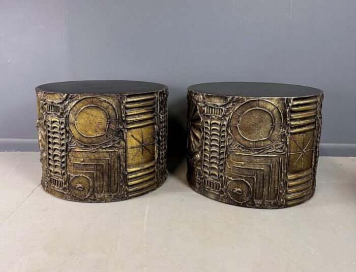 1970s pair of adrian pearsall brutalist style round side tables mid century 1942