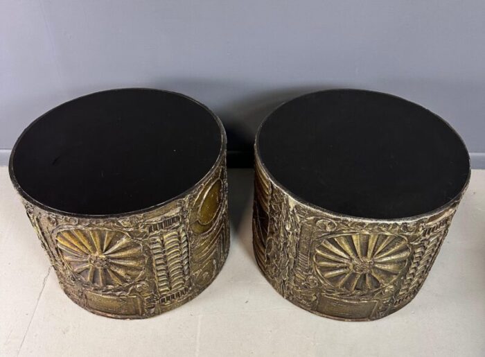 1970s pair of adrian pearsall brutalist style round side tables mid century 5049