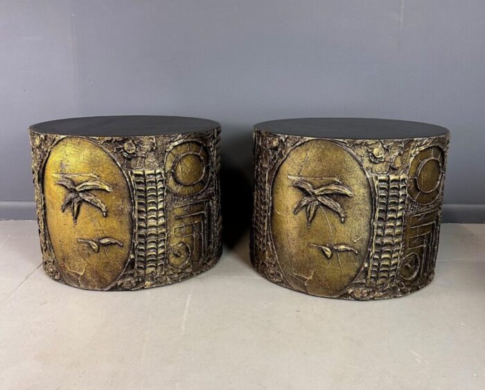 1970s pair of adrian pearsall brutalist style round side tables mid century 5490