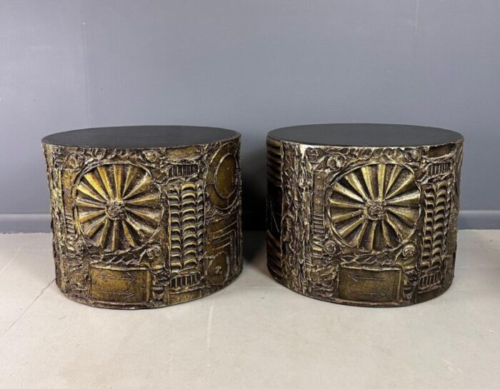 1970s pair of adrian pearsall brutalist style round side tables mid century 7416