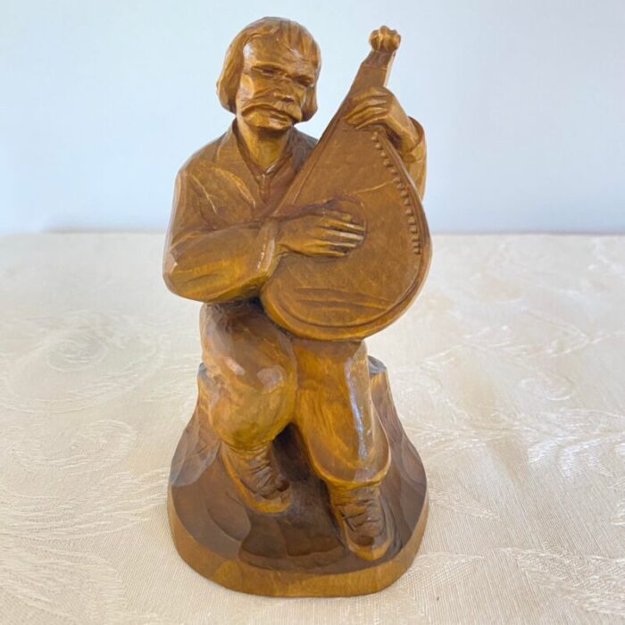 1980s folk art carved wood figurine signed 8494