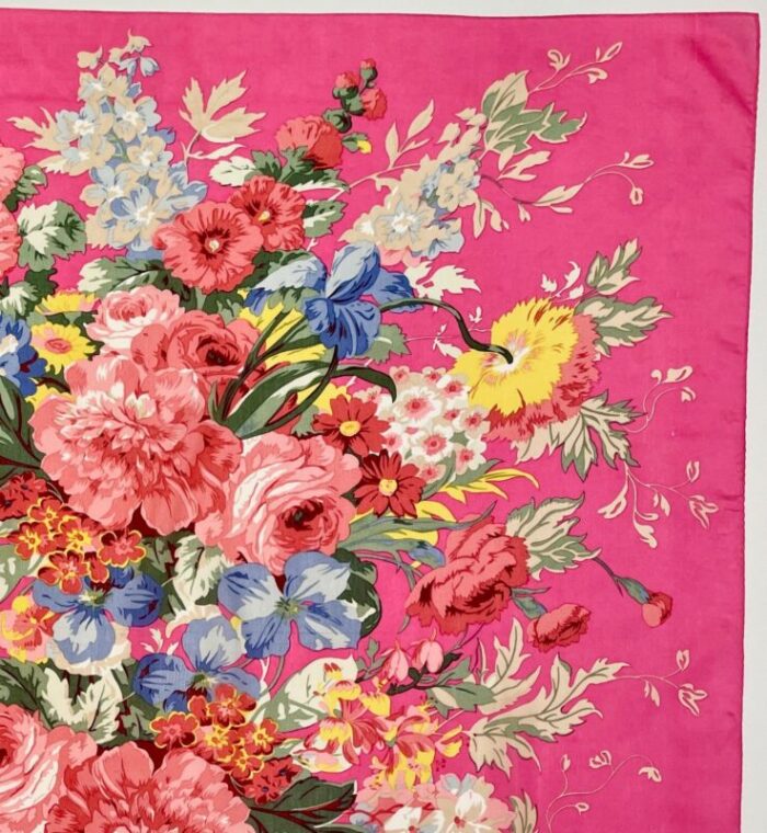 1990 ralph lauren southampton floral silk scarf in fuchsia 3457