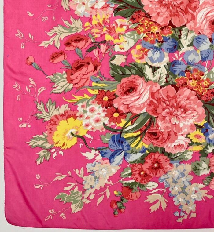 1990 ralph lauren southampton floral silk scarf in fuchsia 4788