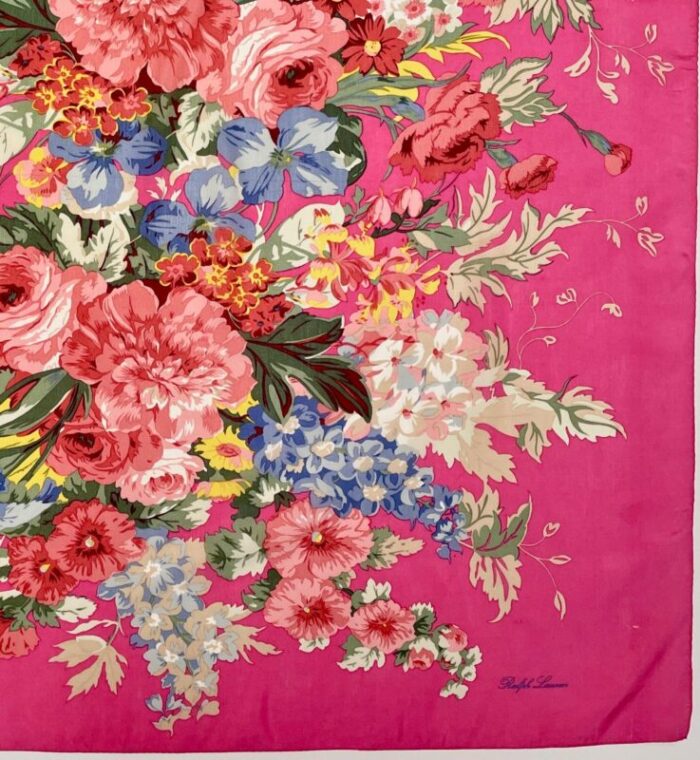 1990 ralph lauren southampton floral silk scarf in fuchsia 5508