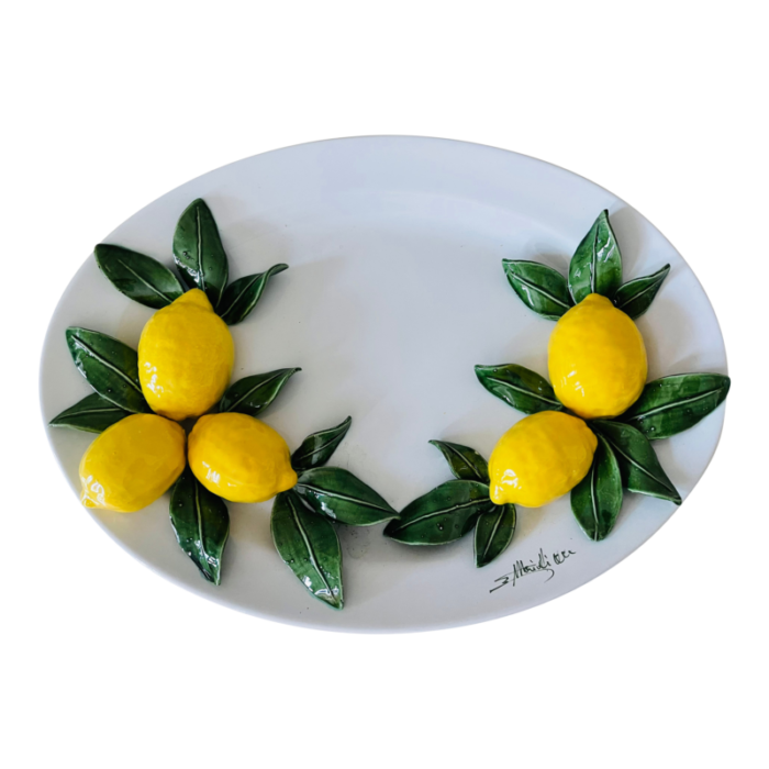 1990s boho chic italian majolica lemon plate charger 9835