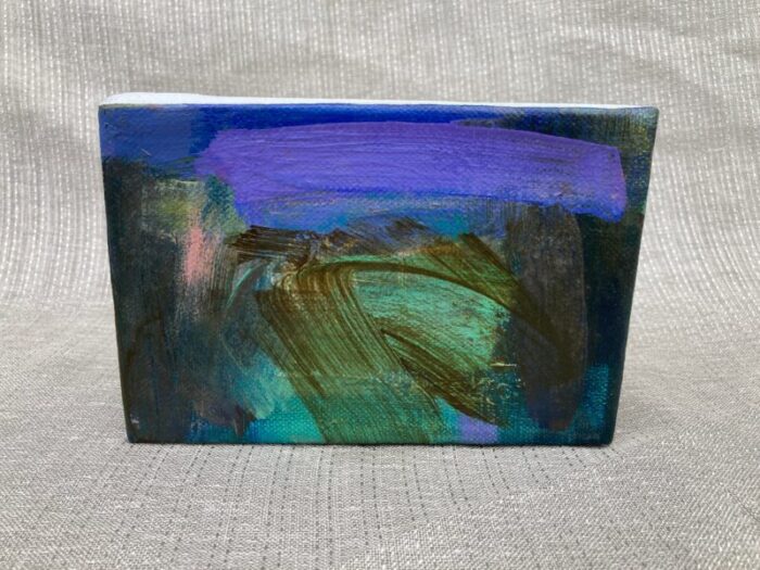 1990s vintage diminutive modern abstract painting signed 6920