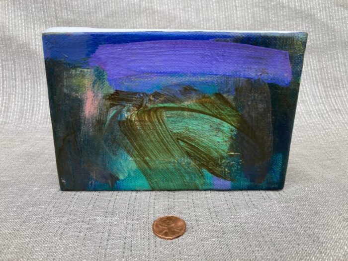 1990s vintage diminutive modern abstract painting signed 8722