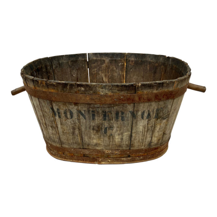 19th c french oakwood grape harvest bucket from burgundy 1530