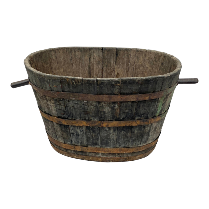 19th c french oakwood grape harvest bucket from burgundy 3713