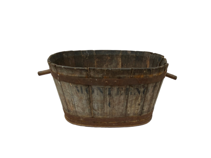 19th c french oakwood grape harvest bucket from burgundy 7291