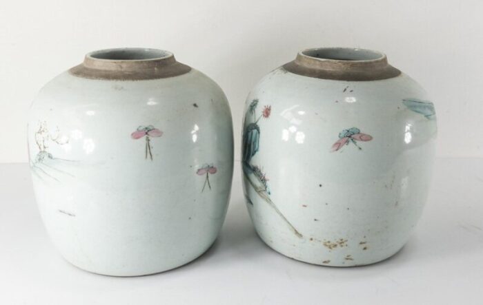 19th century chinese chinoiserie famille rose ginger jars set of 2 6