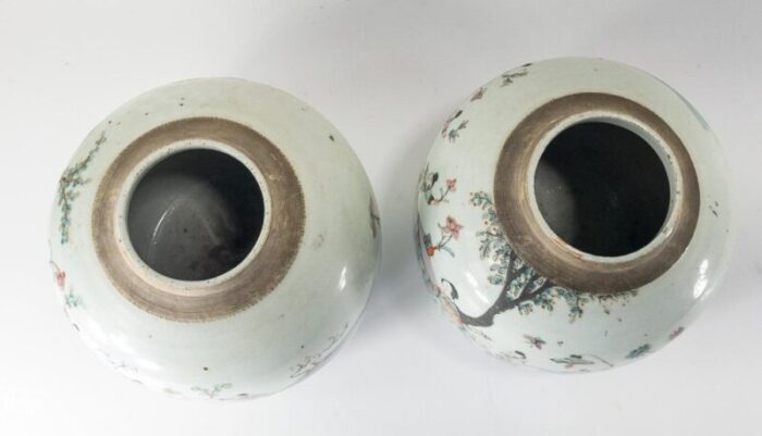 19th century chinese chinoiserie famille rose ginger jars set of 2 8